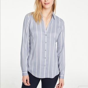 Ann Taylor striped blue essential shirt small